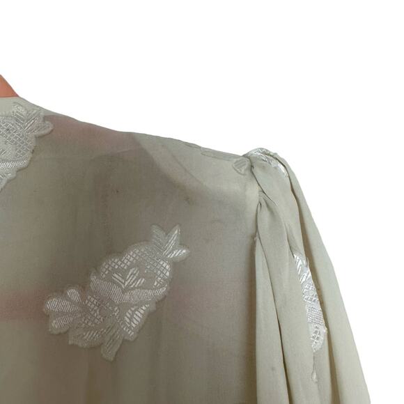 Vintage Cachet By Bari Protas Cream Sheer Floral Embroidered Midi Dress XS - Picture 14 of 16